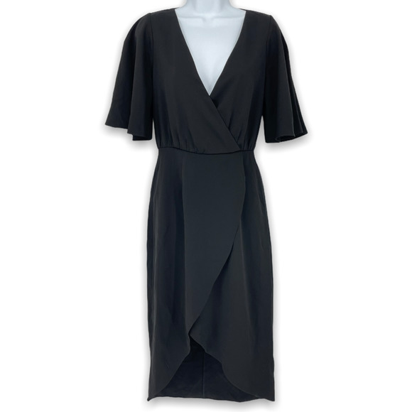 Cooper St River Flutter Sleeve Wrap Dress Black - Picture 4 of 8